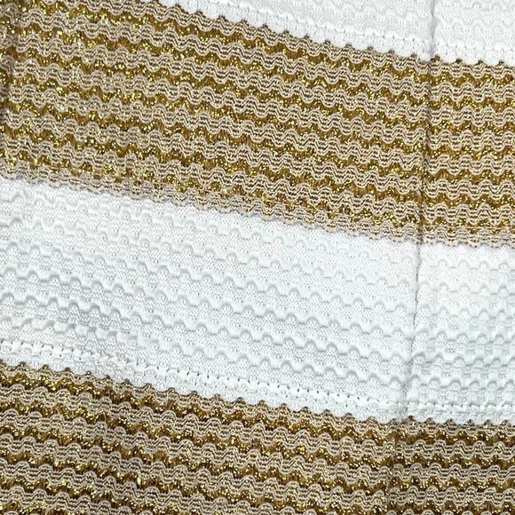 CLEO Medium Gold and White Striped Skirt Party Knit Metallic - Picture 4 of 5